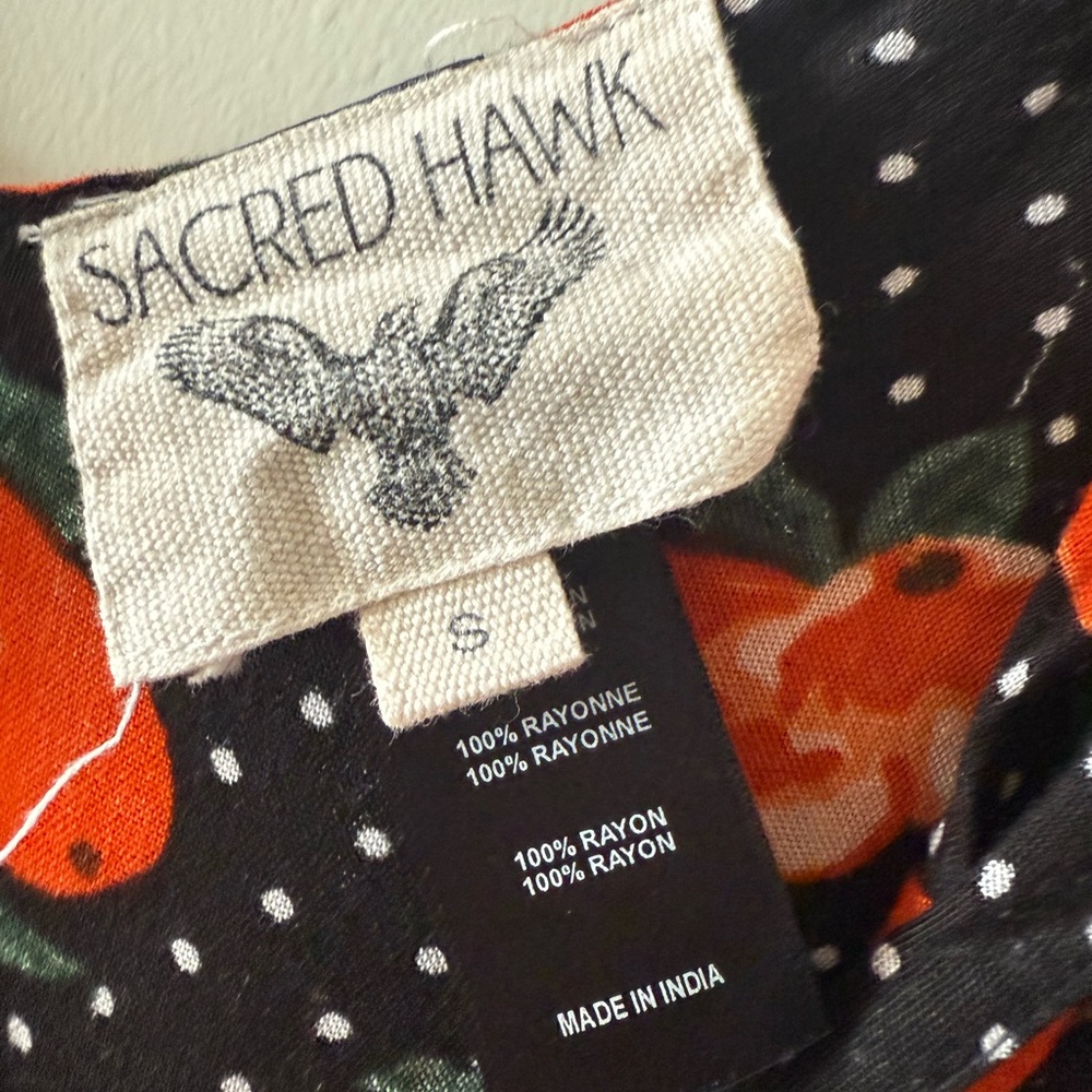 Sacred Hawk Peach Print Ruffle Mini Dress - Picture 4 of 9